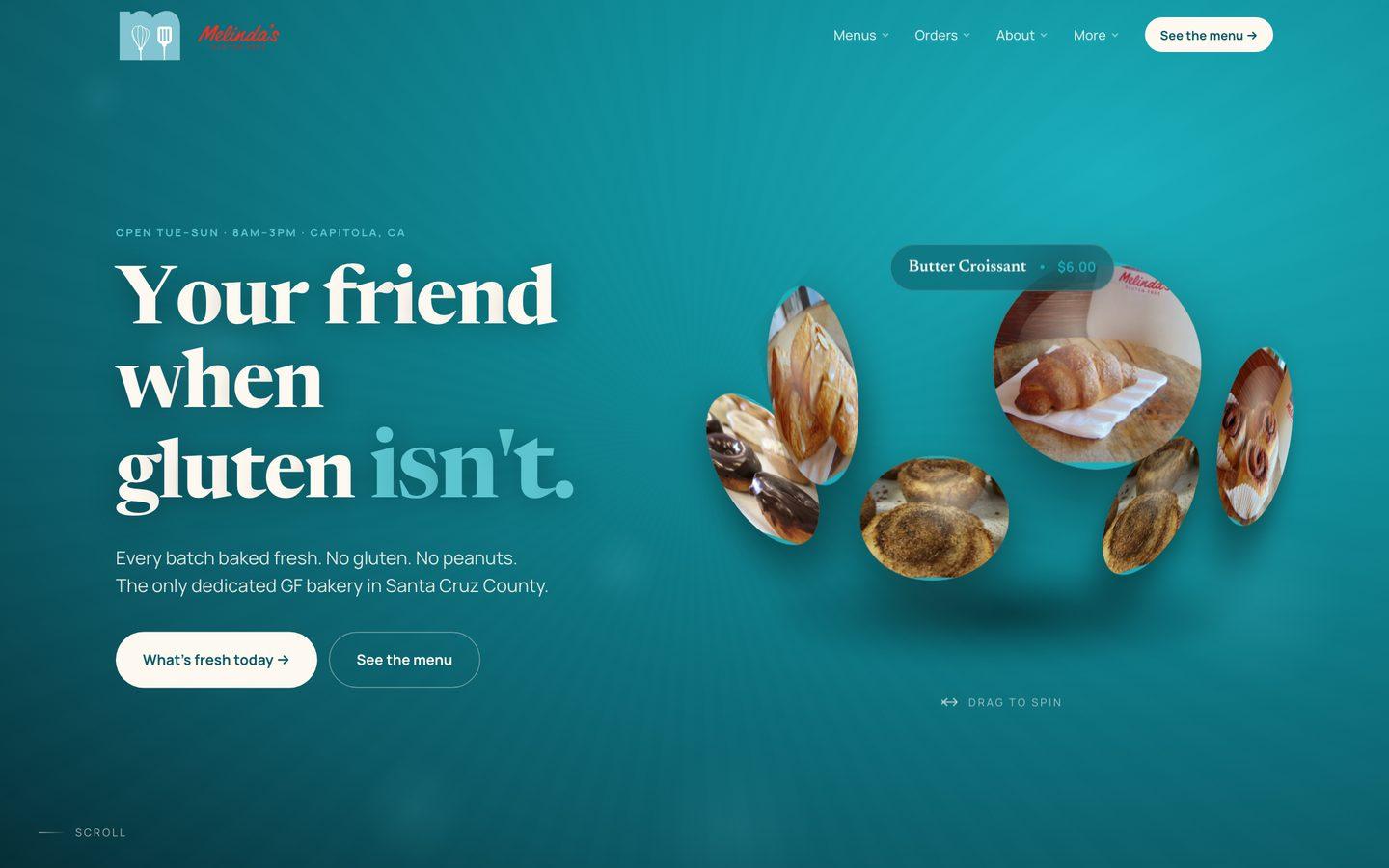 Melinda's Gluten Free Bakery website