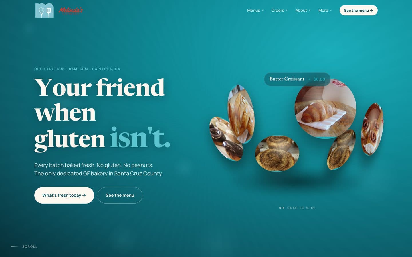 Melinda's Gluten Free Bakery website